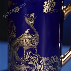 名家之手单凤朝阳茶杯 陶瓷杯保温带盖 亮丽陶瓷