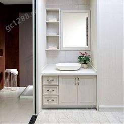 百和美全铝浴室柜 落地式组合铝合金浴室柜 卫生间洗漱台洗脸台带镜子
