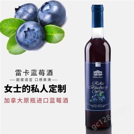 加拿大原瓶进口蓝莓酒蓝莓果酒半干型女士甜酒蓝莓汁500ml12甁1箱
