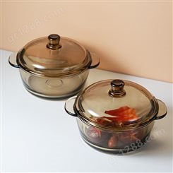 欧式茶色玻璃煲 带盖 家用玻璃碗 泡面碗 沙拉面碗 汤碗