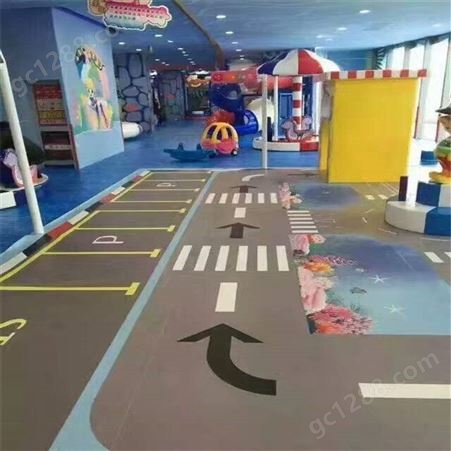 儿童游乐场塑胶地板 卡通地板革 生产销售安装