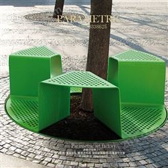 户外公园不锈钢休息座椅广场步行街公共艺术美陈铁艺包树围树椅子